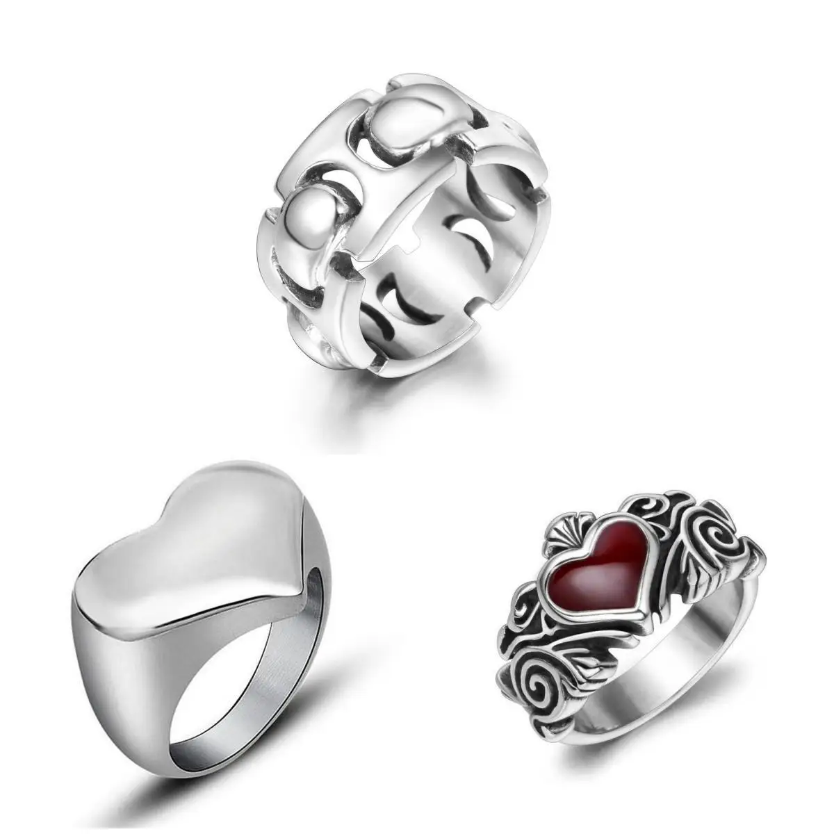 Classic Simple Love Heart Women Ring Filigree Band Red Resin Memorial Keepsake Rings Stainless Steel Engagement Wedding Anillo
Classic Simple Love Heart Women Ring Filigree Band Red Resin Memorial Keepsake Rings Stainless Steel Engagement Wedding Anillo