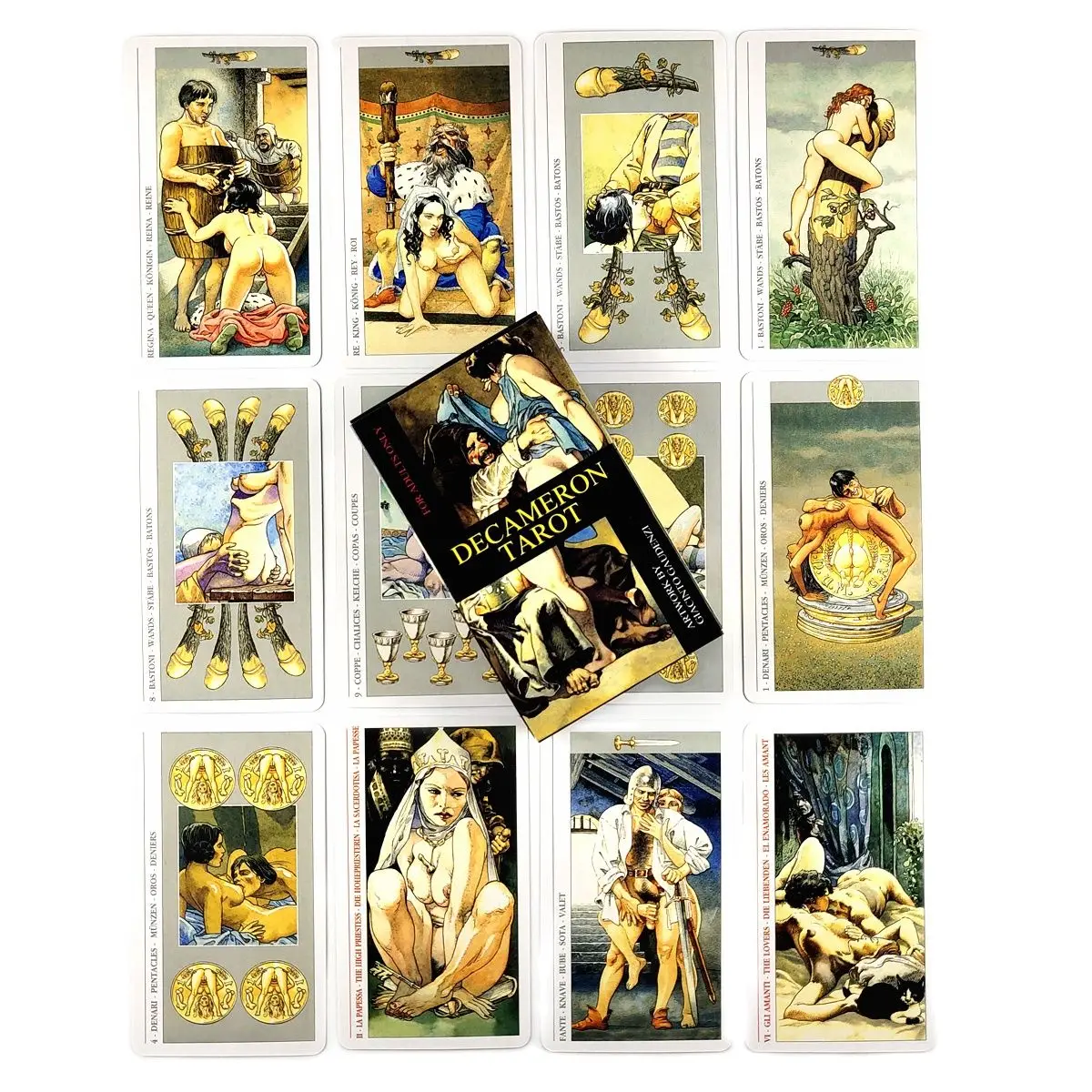 Hot Sell HD Decameron Tarot Cards High Quality Tarot Deck Board Game For Fate Divination Adult Sexy Nude Couple Bed Games Card
Hot Sell HD Decameron Tarot Cards High Quality Tarot Deck Board Game For Fate Divination Adult Sexy Nude Couple Bed Games Card