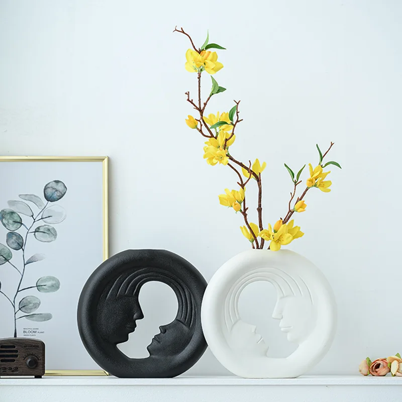 

Ажурная круглая керамическая ваза для пары, Современное украшение для дома, интерьер гостиной, домашний декор, цветочный горшок, декоративные вазы в эстетике