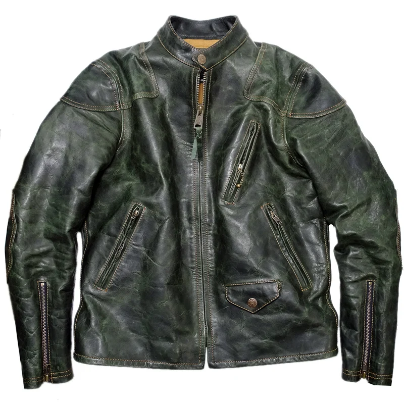 Vintage Green Spring Men's Jacket Motorcycle Style Plus Size 5XL Natural Horsehide Autumn Slim Fit Genuine Leather Coats
Vintage Green Spring Men's Jacket Motorcycle Style Plus Size 5XL Natural Horsehide Autumn Slim Fit Genuine Leather Coats
