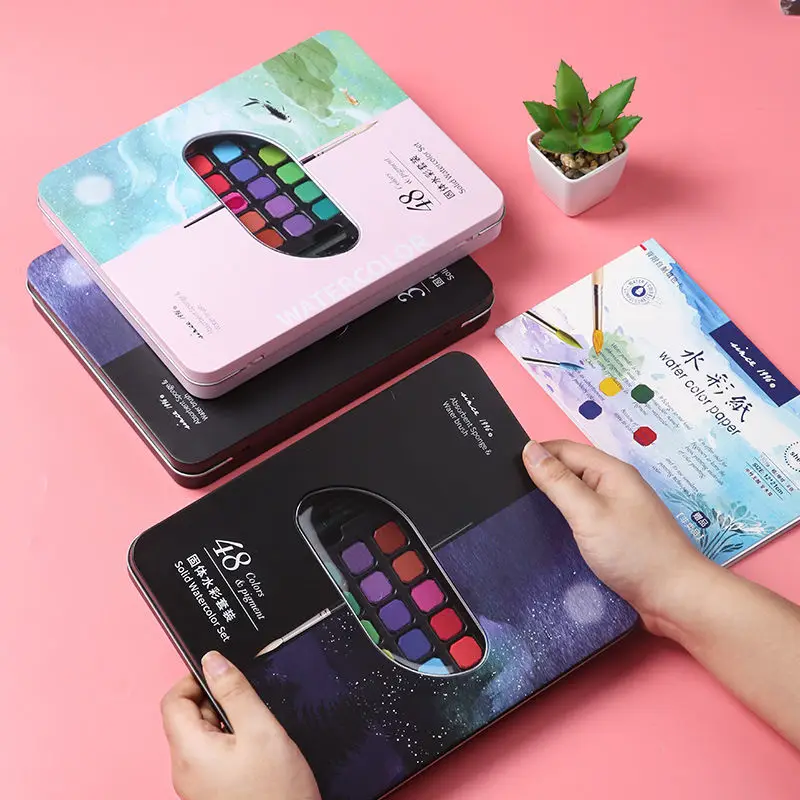 Professional 36 colors Watercolor solid paint set tin box portable for beginners children students painting art tools supplies
Professional 36 colors Watercolor solid paint set tin box portable for beginners children students painting art tools supplies