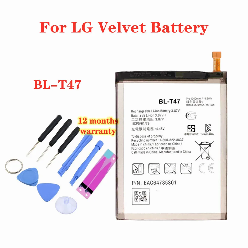 In Stock New 4300mAh BLT47 BL-T47 Replacement Battery For LG Velvet LMG900TM BL T47 High Quality Phone Battery + Tools
In Stock New 4300mAh BLT47 BL-T47 Replacement Battery For LG Velvet LMG900TM BL T47 High Quality Phone Battery + Tools