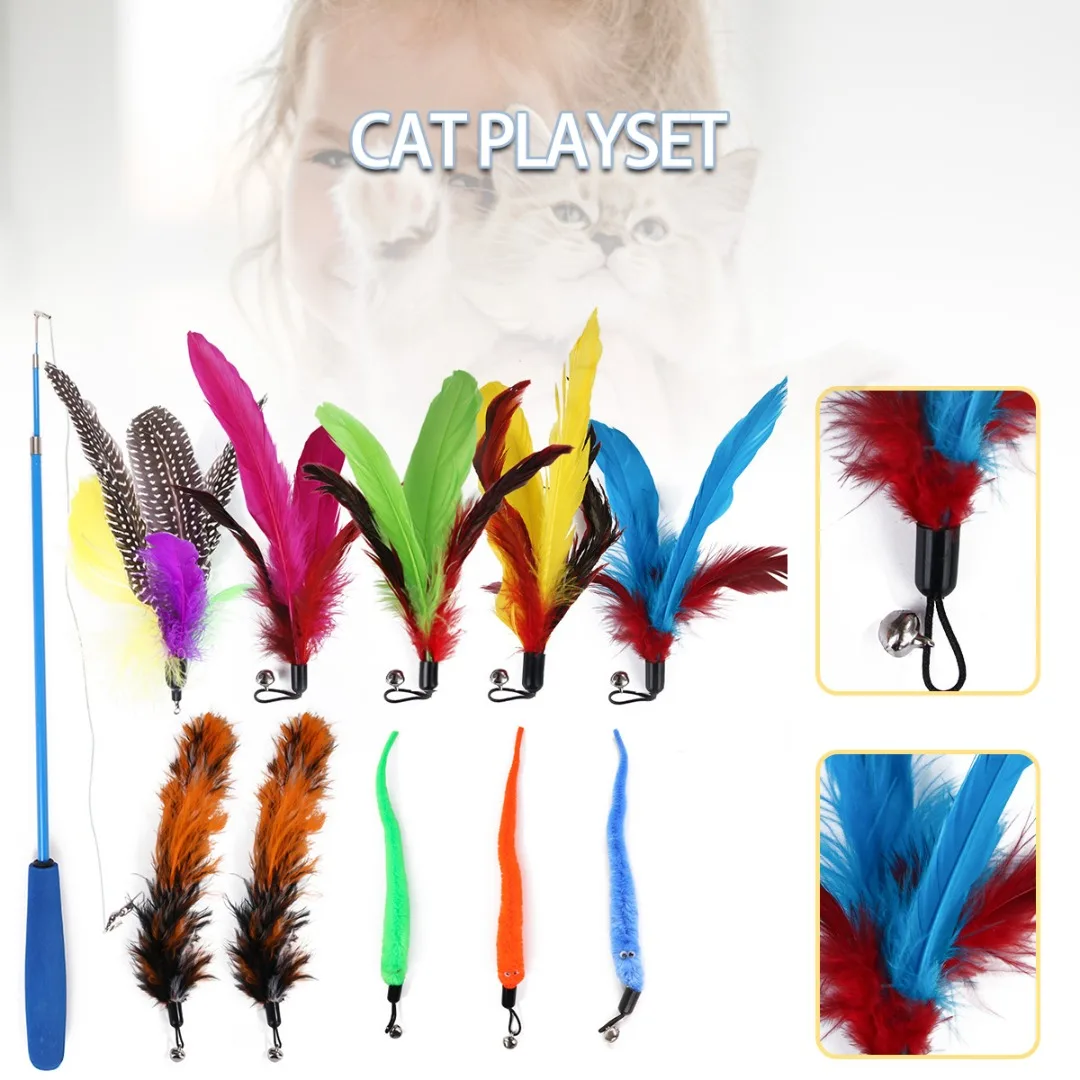 11Pcs Kitten Cat Feather Bell Wand Teaser Rod Interactive Play Pet Toys For Kitten Cat Having Fun Retractable Cat Teaser Stick
11Pcs Kitten Cat Feather Bell Wand Teaser Rod Interactive Play Pet Toys For Kitten Cat Having Fun Retractable Cat Teaser Stick