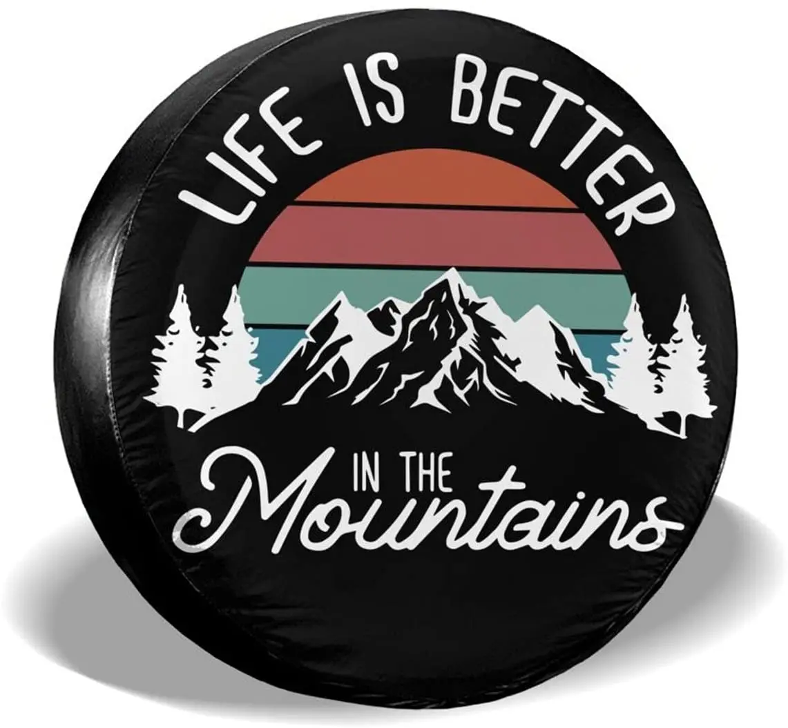 Чехол для CARUckoq Life Is Better In The Mountain, Защитные чехлы для запасных шин для кемпинга, всепогодные универсальные колпачки для колесных шин 
Чехол для CARUckoq Life Is Better In The Mountain, Защитные чехлы для запасных шин для кемпинга, всепогодные универсальные колпачки для колесных шин