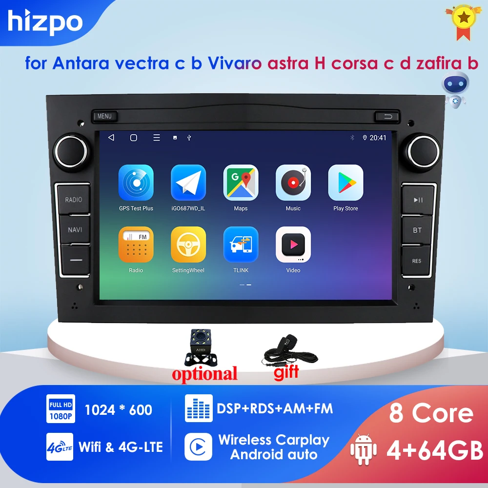 Авторадио Android 10 2 Din Автомобильный GPS плеер для Opel Astra H J 2004 Vectra Vauxhall Antara Zafira Corsa C D