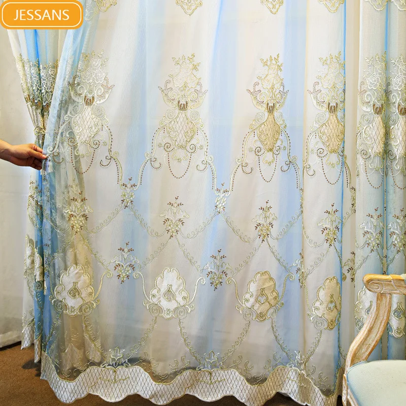 New High-end European-style Blue Gradient Embroidered Window Screen Curtains for Living Room Bedroom Finished Custom
New High-end European-style Blue Gradient Embroidered Window Screen Curtains for Living Room Bedroom Finished Custom