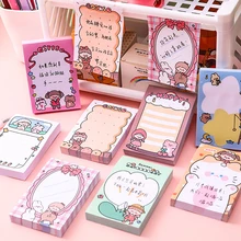 80 Sheet Cute Cartoon Girls Sticky Notes Student Notepad Message Post To-do Lists Memo Pads Stationery
