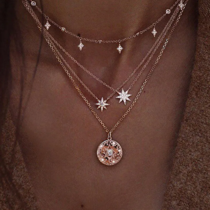 Fashion Vintage Multi-layered Star Moon Pearl Pendant Necklace for Women Simple Jewelry
Fashion Vintage Multi-layered Star Moon Pearl Pendant Necklace for Women Simple Jewelry