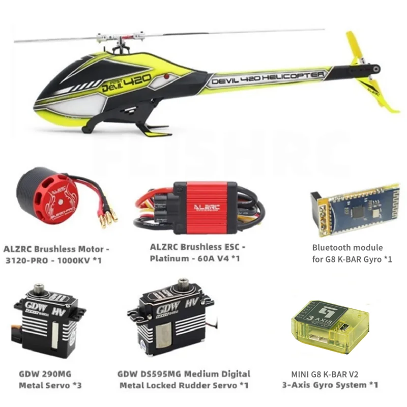 Вертолет ALZRC Devil 420 FAST FBL Super Combo GDW DS290MG и DS595MG с Bluetooth модулем RC | Игрушки хобби