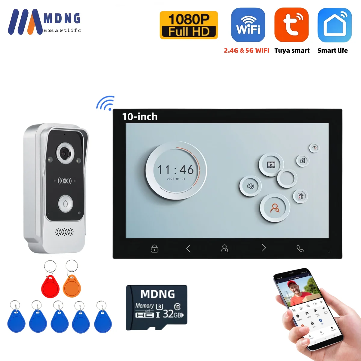Видеодомофон Tuya WIFI 10 дюймов
Видеодомофон Tuya WIFI 10 дюймов