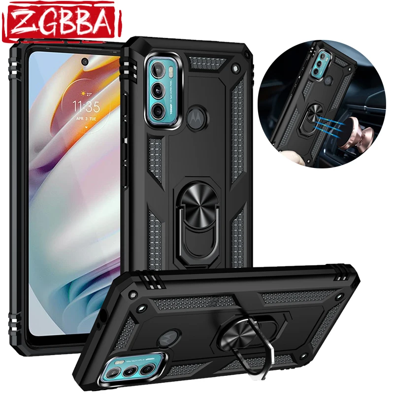 

ZABBA New Shockproof Phone Case For Motorola G6 G7 G8 G9 Power Magnetic Ring Stand Armor Cover For Moto G51 G50 G71 G60 G100 G30