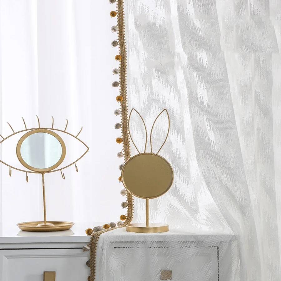 White Wave Sheer Curtains with Gold Lace Beads Knitting Voile For Bedroom Embroidery Window Treatment Draperies For Living Room
White Wave Sheer Curtains with Gold Lace Beads Knitting Voile For Bedroom Embroidery Window Treatment Draperies For Living Room