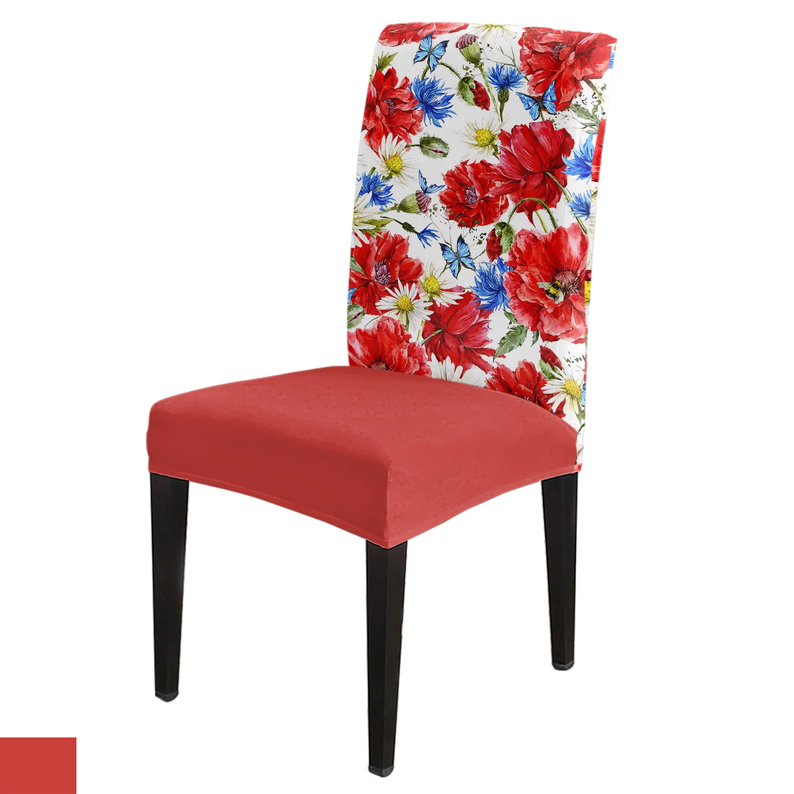 

Red Poppy Daisy Flower Dining Chair Cover 4/6/8PCS Spandex Elastic Chair Slipcover Case for Wedding Hotel Banquet Dining Room