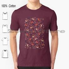 100% Cotton Men And Women Soft Fashion T-Shirt Blueberry Blue Orange Red Beige Pattern Nature Spring Flower Vintage Colorful