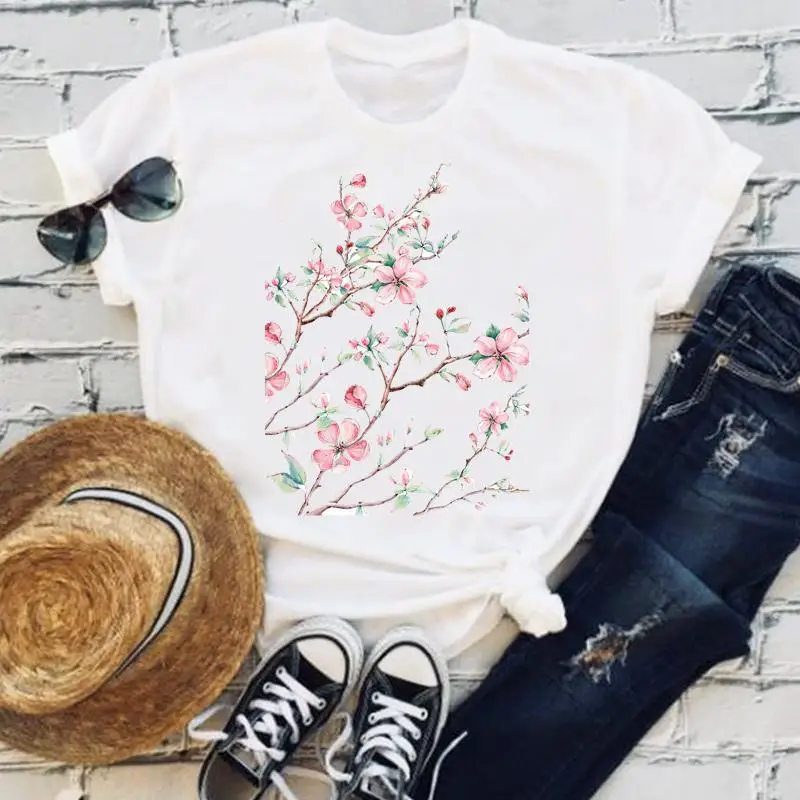 Tee Women Flower Lovely Trend Style Casual Top Short Sleeve Clothes Lady Fashion Summer Tshirt Female Aesthetic Graphic T-Shirt
Tee Women Flower Lovely Trend Style Casual Top Short Sleeve Clothes Lady Fashion Summer Tshirt Female Aesthetic Graphic T-Shirt
