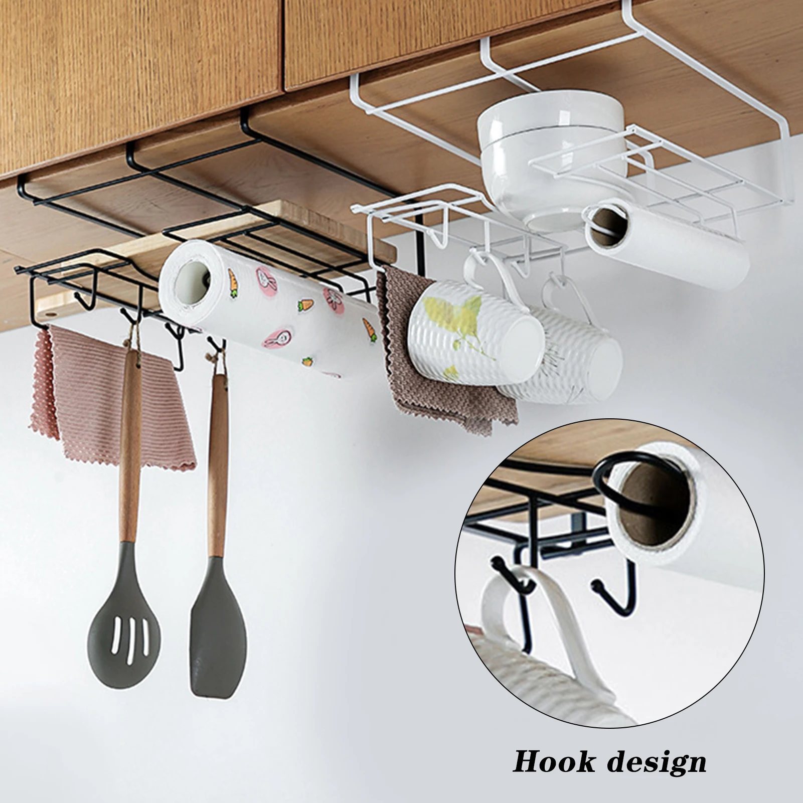 Metal Hanging Basket Under-Cabinet Wire Basket Small Item Organiser for Home Use for Kitchen Pantry Bookshelf with 4 Hooks THJ99
Metal Hanging Basket Under-Cabinet Wire Basket Small Item Organiser for Home Use for Kitchen Pantry Bookshelf with 4 Hooks THJ99