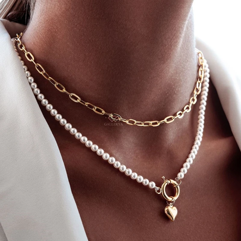 Fashion New Pearl Necklace Women's Heart Pendant Necklace Jewelry Necklace Pearl Chain Women's Jewelry Party Gift Choker
Fashion New Pearl Necklace Women's Heart Pendant Necklace Jewelry Necklace Pearl Chain Women's Jewelry Party Gift Choker