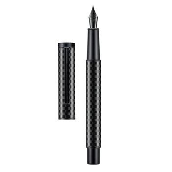 Hongdian 1861 Carbon Fiber Fountain Pen EF/F/M/ Bent Nib, Classic Design Smooth Writing Pen for Business School Office