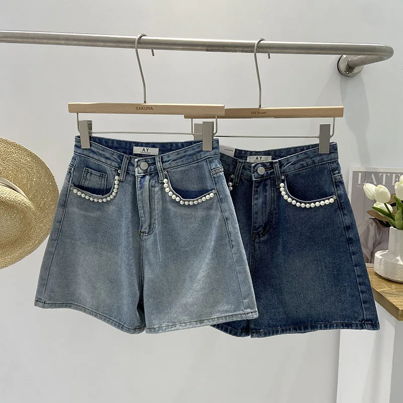 Shorts Female Denim Wide Leg Summer New Fashion with Beads Decorated High Waist Blue A Word Hot Pants Tide Jeans
Shorts Female Denim Wide Leg Summer New Fashion with Beads Decorated High Waist Blue A Word Hot Pants Tide Jeans