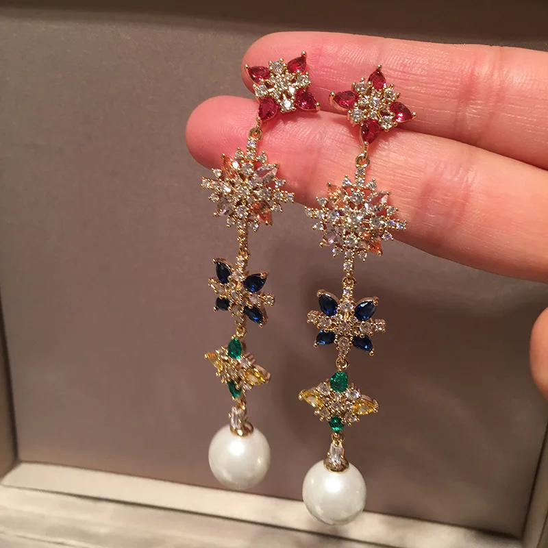 Luxury Jewelry For Women Aesthetic Flower With Pearl Ornament Pendant Tassel Charm Lady Party Aretes Accessories Earring Stud 
Luxury Jewelry For Women Aesthetic Flower With Pearl Ornament Pendant Tassel Charm Lady Party Aretes Accessories Earring Stud