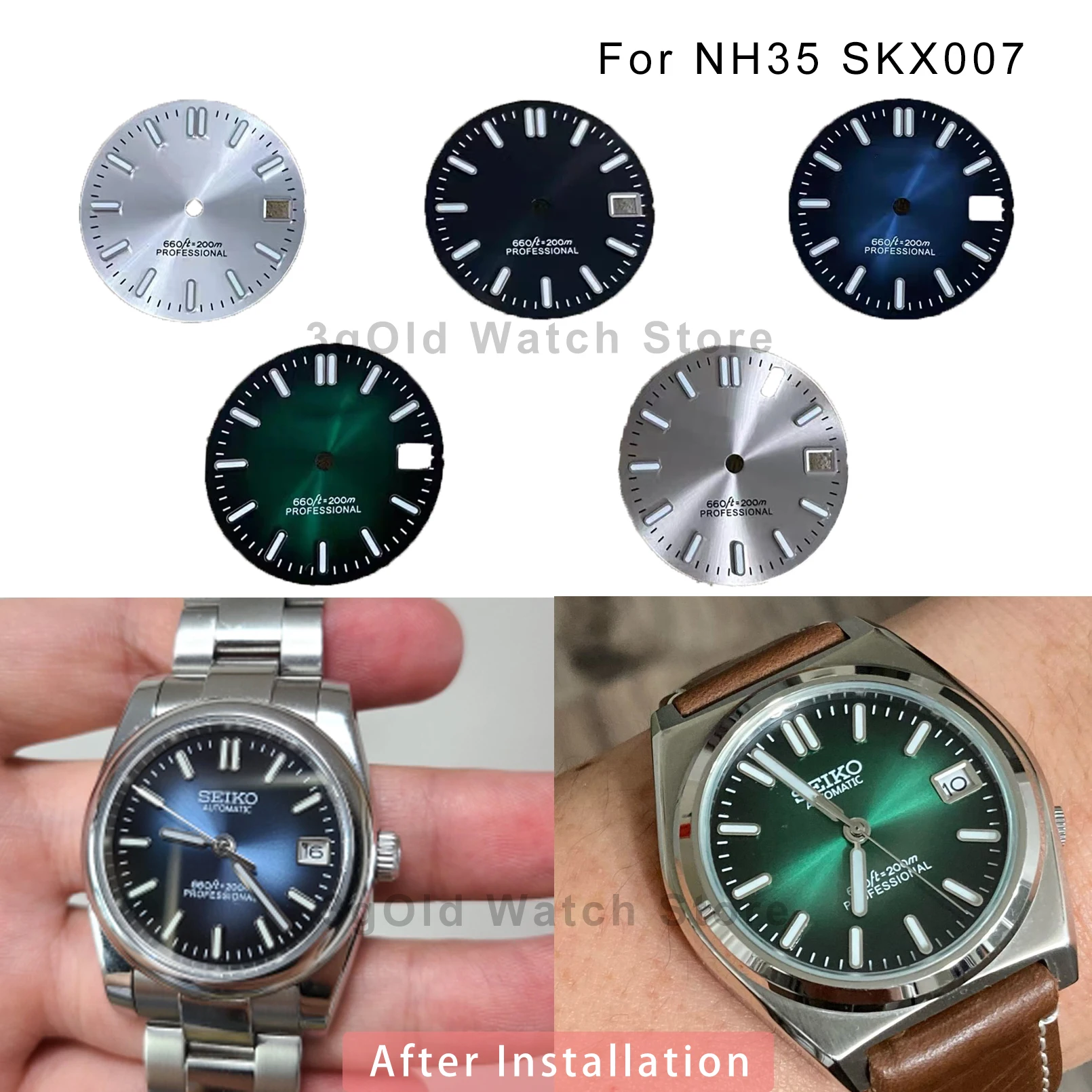 Новинка, циферблат 28,5 мм для часов NH35 SKX007 4R36 7S26, механизм, солнечный узор, зеленый свет
Новинка, циферблат 28,5 мм для часов NH35 SKX007 4R36 7S26, механизм, солнечный узор, зеленый свет