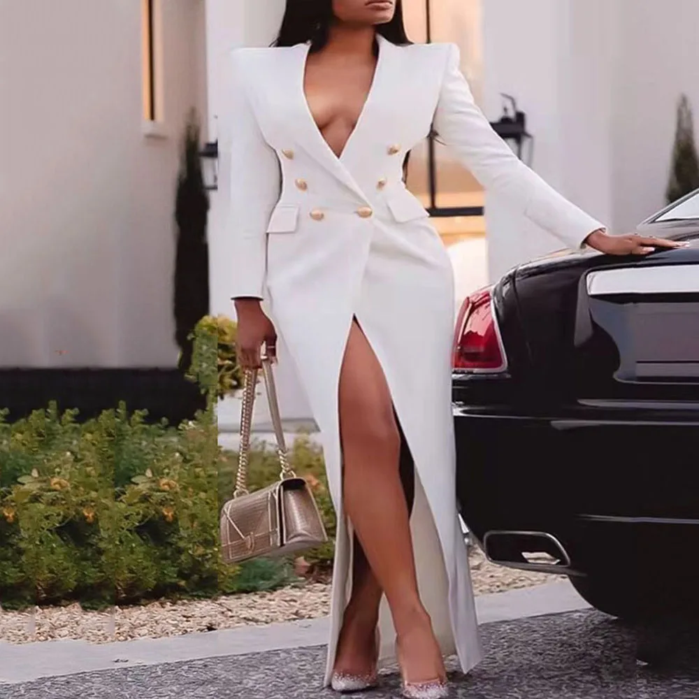Women White Blazer Dress Long Sleeve Buttons Wrap Dresses Long Jacket Coat Office Lady Outfits Large Size Party Clothes New Suit
Women White Blazer Dress Long Sleeve Buttons Wrap Dresses Long Jacket Coat Office Lady Outfits Large Size Party Clothes New Suit