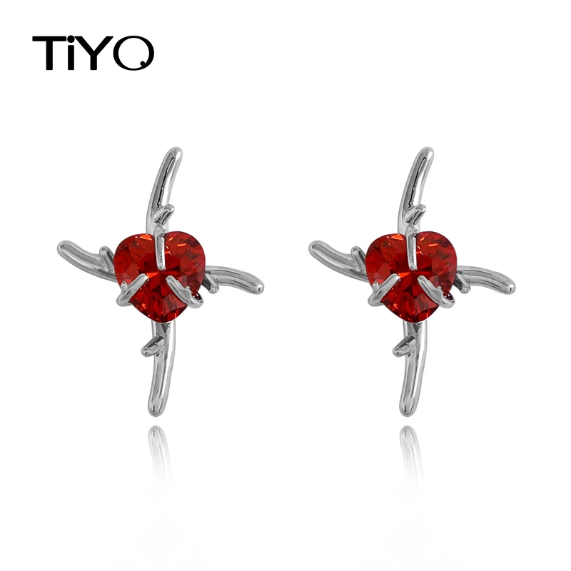 TIYO Fashion Jewelry AAA Zircon Red Heart Earrings Original Design Cool Style High Quality Geometric Stud Earrings For Women
TIYO Fashion Jewelry AAA Zircon Red Heart Earrings Original Design Cool Style High Quality Geometric Stud Earrings For Women