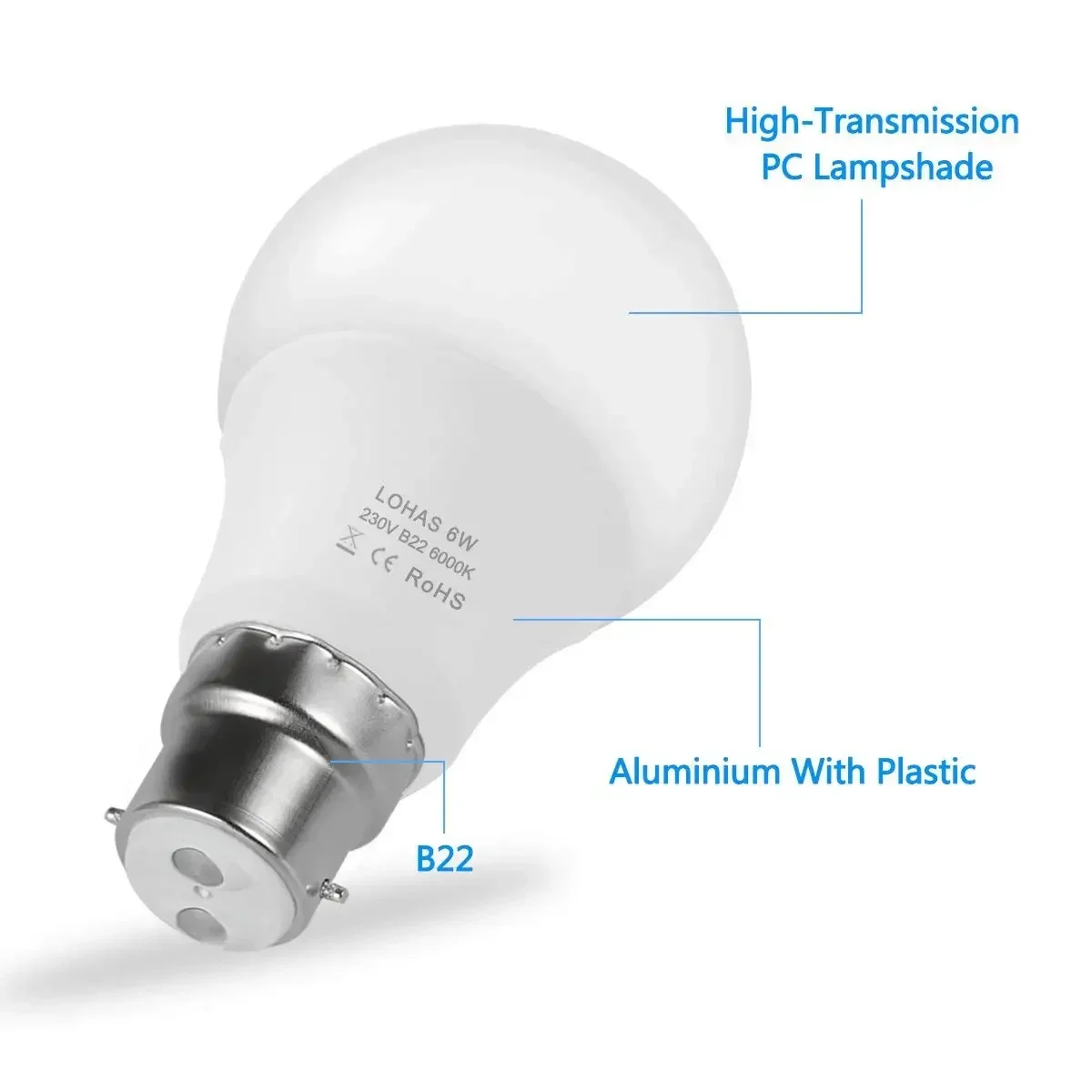 Светодиодная лампа накаливания B22 6 Вт эквивалент 40 автоматическое ВКЛ./ВЫКЛ. до