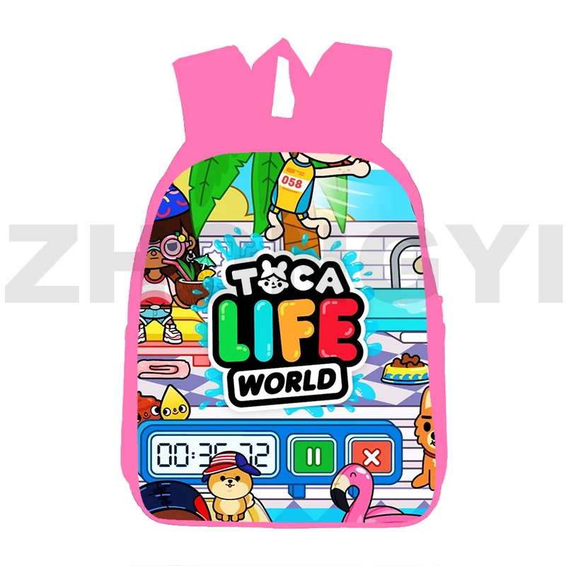 

Mochila Pink Toca Life World Game Backpack Teenagers 3D Anime Schoolbag 12/16 Inch Bookbag Children Kawaii Toca Boca Bag Kids