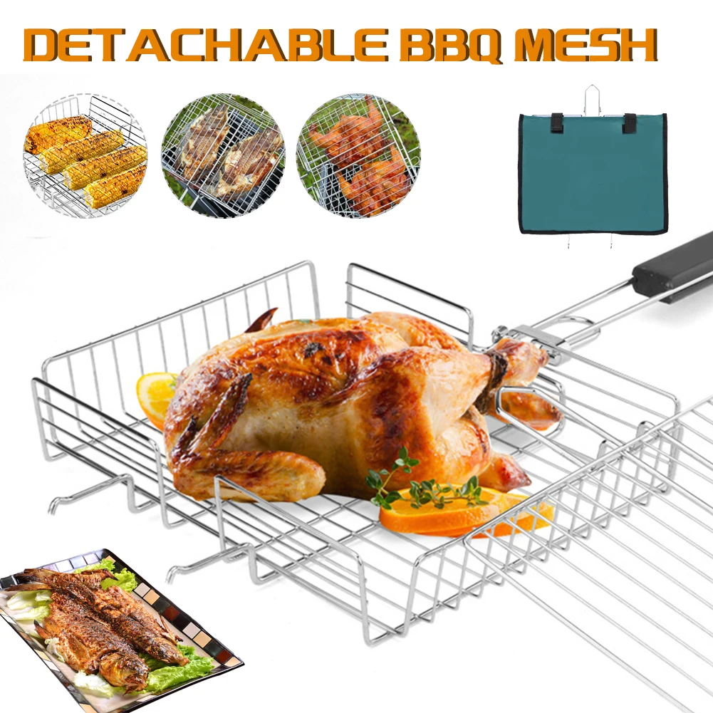 BBQ Grilling Tray Basket Stainless Steel Heat Resistant Grill Basket with Detachable Handle for Chops Chicken Fish Easy to Clean
BBQ Grilling Tray Basket Stainless Steel Heat Resistant Grill Basket with Detachable Handle for Chops Chicken Fish Easy to Clean