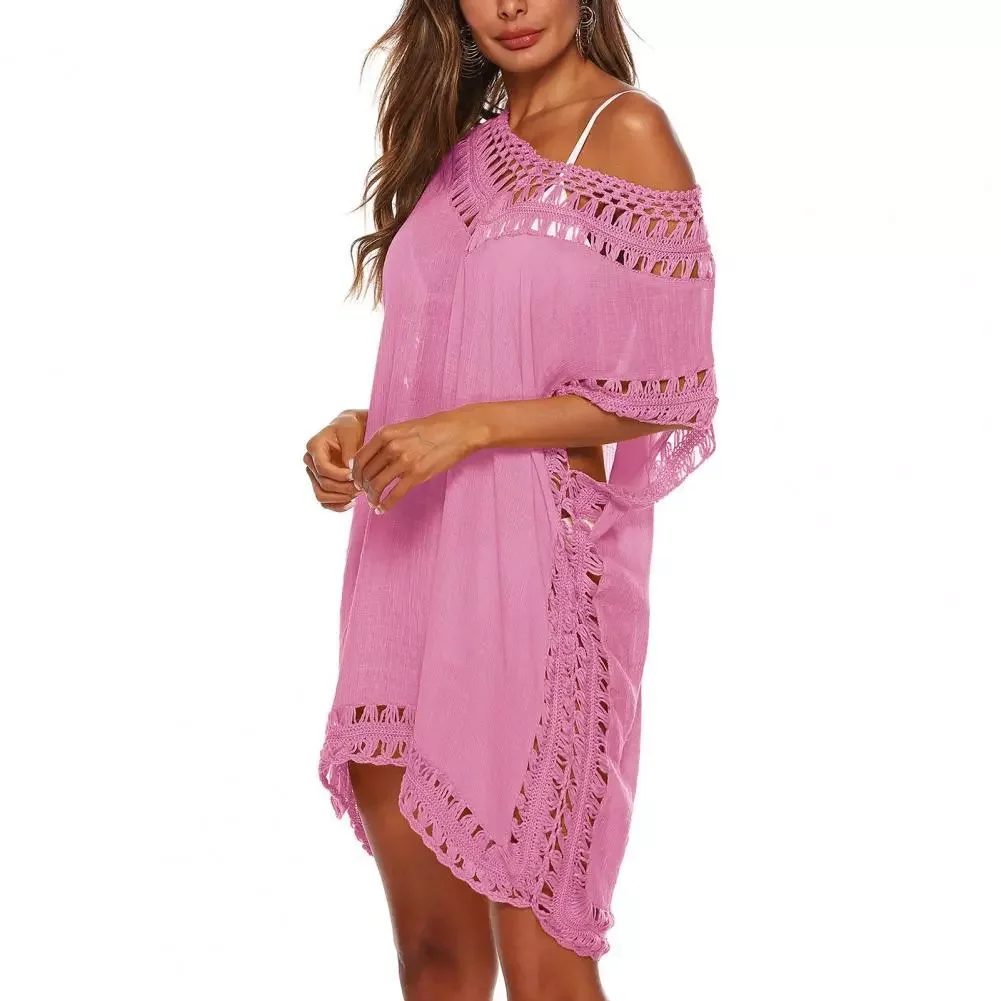 Oversized Summer Bikini Cover Up Loose Sexy Bikini Cover Up Women Bat Short Sleeve Hollow Out V Neck Cover Up Dress for Beach
Oversized Summer Bikini Cover Up Loose Sexy Bikini Cover Up Women Bat Short Sleeve Hollow Out V Neck Cover Up Dress for Beach
