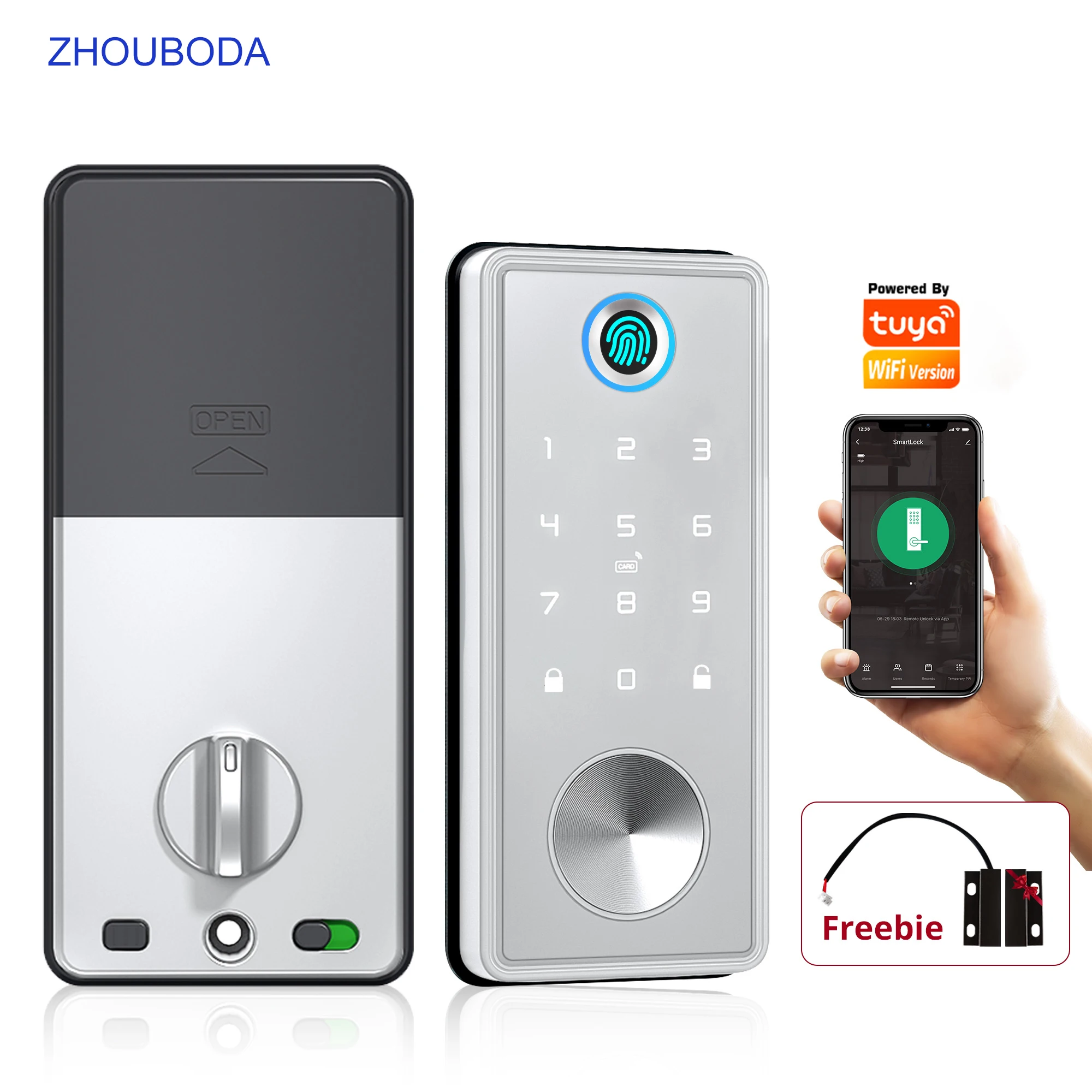 Tuya Wifi APP Automatic Electronic Lock Fingerprint Biometrics Password IC Card Remote Unlock Deadbolt Smart Door Lock For Home
Tuya Wifi APP Automatic Electronic Lock Fingerprint Biometrics Password IC Card Remote Unlock Deadbolt Smart Door Lock For Home
