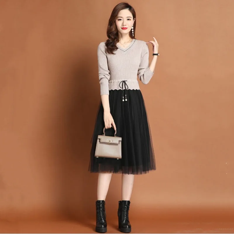 Vintage Patchwork Lace Female Autumn Winter Long Sleeve Knitted Retro Bottom Midi Dress Pullovers Women Slim Vestidos X960 
Vintage Patchwork Lace Female Autumn Winter Long Sleeve Knitted Retro Bottom Midi Dress Pullovers Women Slim Vestidos X960