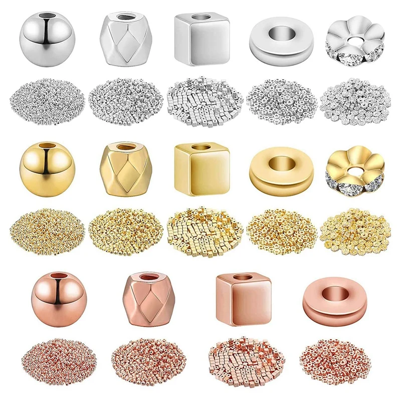 4100 Pieces Assorted Spacer Beads For Jewelry Making DIY Loose Beads, 3 Colors And 5 Styles
4100 Pieces Assorted Spacer Beads For Jewelry Making DIY Loose Beads, 3 Colors And 5 Styles