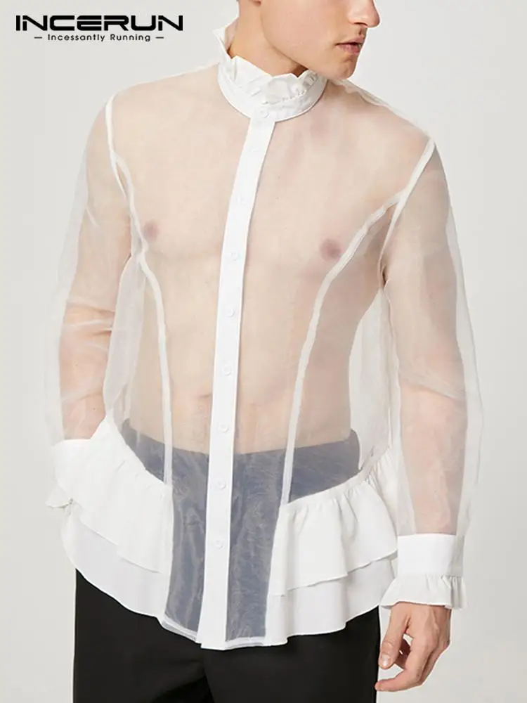 INCERUN Men Shirt Mesh Patchwork Ruffle Transparent Stand Collar Long Sleeve Sexy Camisas Streetwear 2022 Button Dress Shirts
INCERUN Men Shirt Mesh Patchwork Ruffle Transparent Stand Collar Long Sleeve Sexy Camisas Streetwear 2022 Button Dress Shirts