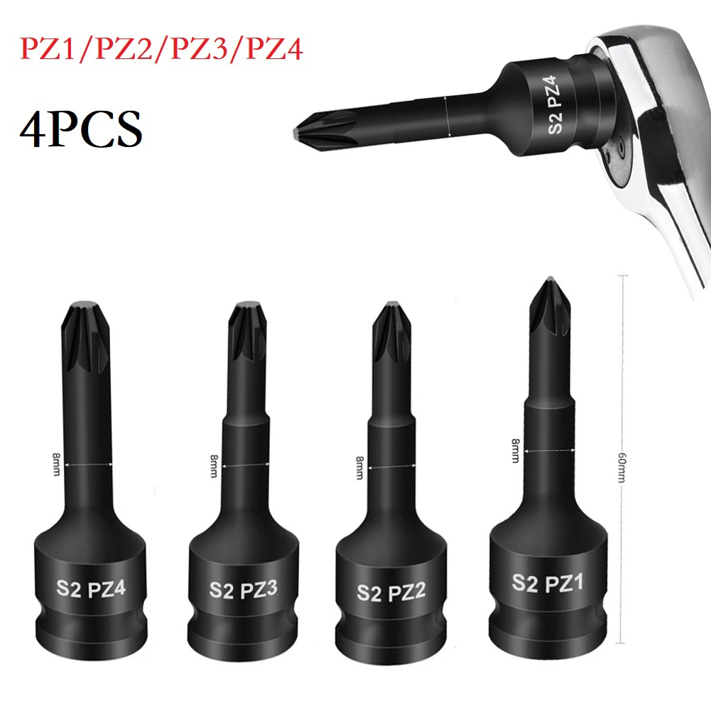 4pcs 3/8inch Drive Socket Adaptor PZ1 PZ2 PZ3 PZ4 Socket Square Head Electric Impact Wrench Screwdriver Bits Screw Driver Tool
4pcs 3/8inch Drive Socket Adaptor PZ1 PZ2 PZ3 PZ4 Socket Square Head Electric Impact Wrench Screwdriver Bits Screw Driver Tool
