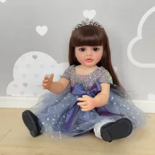 NPK 22inch Full Body Standing Toddler Girl Doll Reborn Princess Betty Long Hair in Dress Soft Cuddly Body Gifts for