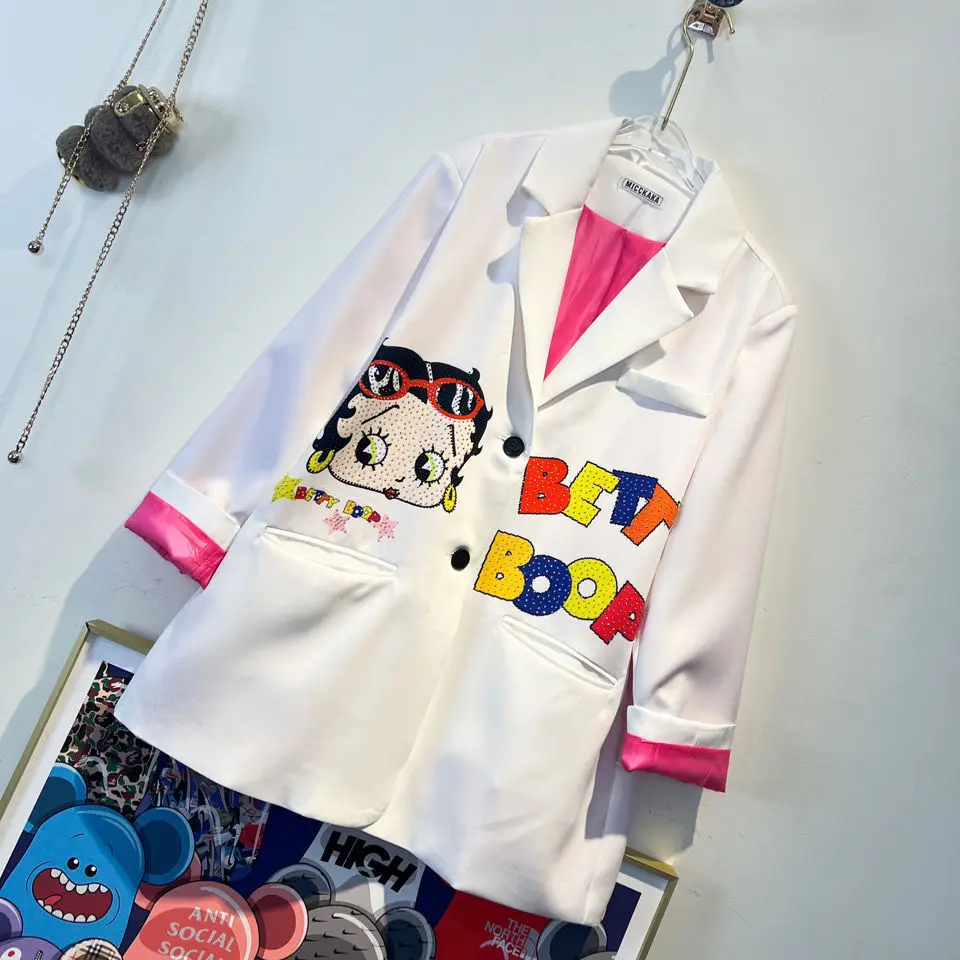 Oversize Blazers Women Loose Coat Spring White Woman Sequined Cartoon Cute Print Coat High Street Harajuku Blazers Outwear NZ09
Oversize Blazers Women Loose Coat Spring White Woman Sequined Cartoon Cute Print Coat High Street Harajuku Blazers Outwear NZ09