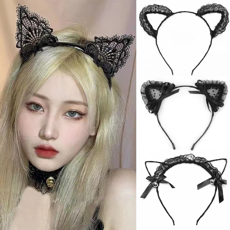 Women Black Lace Cat Ears Headband Fashion Sexy Bownot Hairband Lady Girls Lolita Cosplay Party Hair Hoop Decor Hair Accessories
Women Black Lace Cat Ears Headband Fashion Sexy Bownot Hairband Lady Girls Lolita Cosplay Party Hair Hoop Decor Hair Accessories