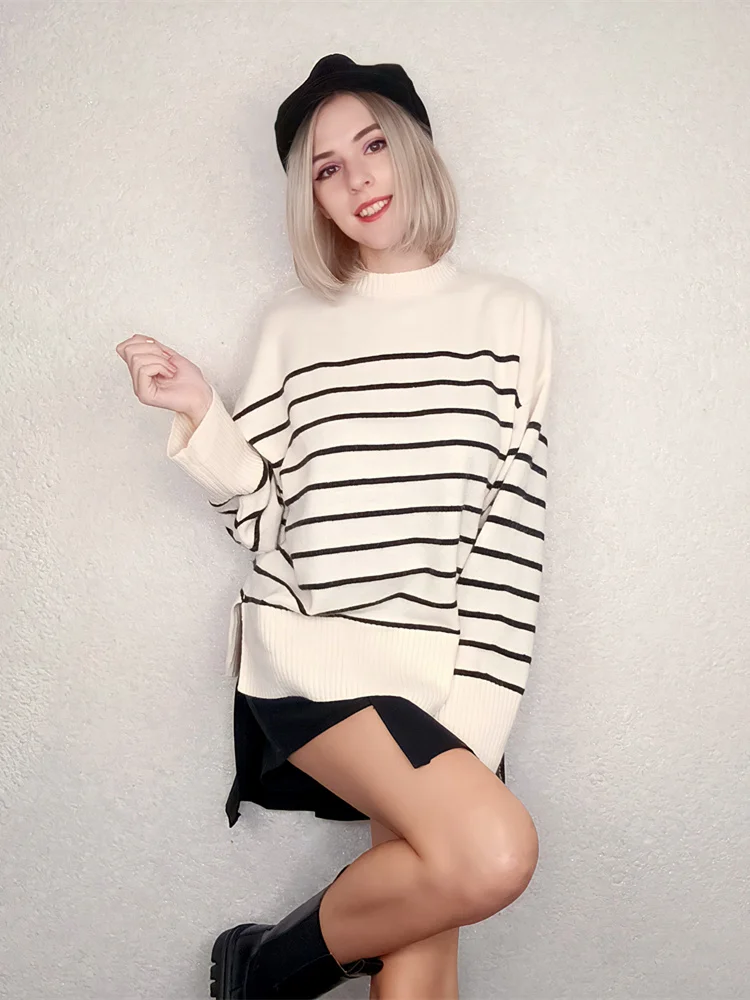 Ladies Oversize Loose Autumn Winter Sweater Women Striped Warm Casual Knit Basic Chic Jumper Pullover Women Sweater Top Female
Ladies Oversize Loose Autumn Winter Sweater Women Striped Warm Casual Knit Basic Chic Jumper Pullover Women Sweater Top Female