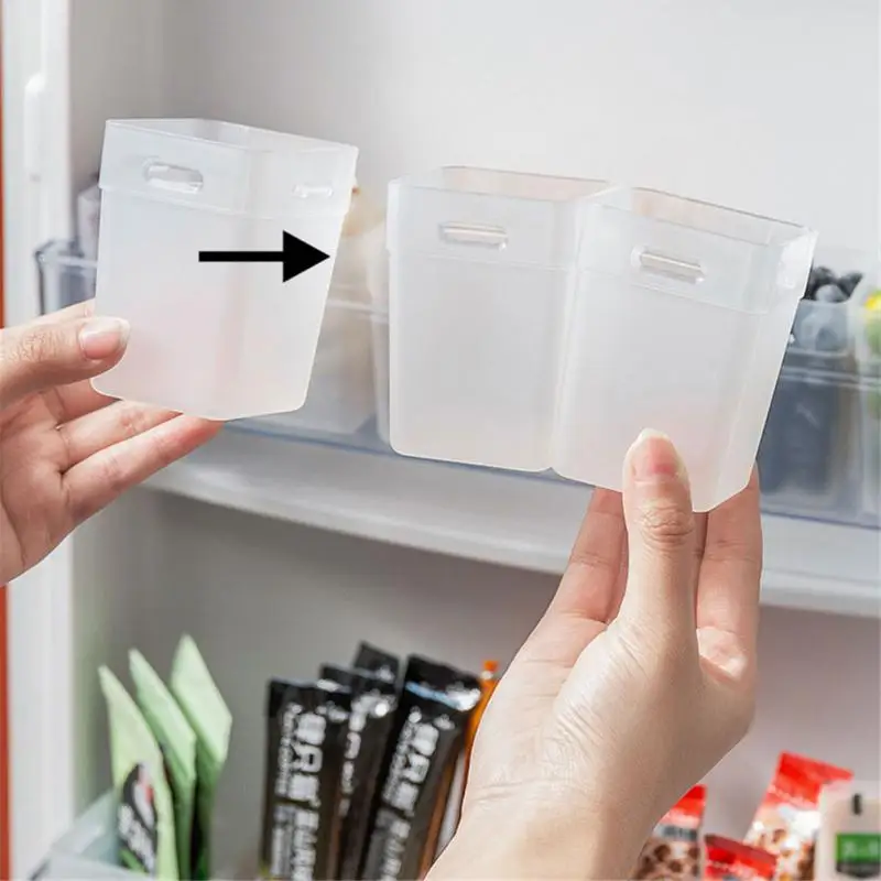 

2pcs Storage Boxes For Kitchen Food Seasoning Bag Buckle Design Translucent Sorting Storage Box On The Side Of Refrigerator