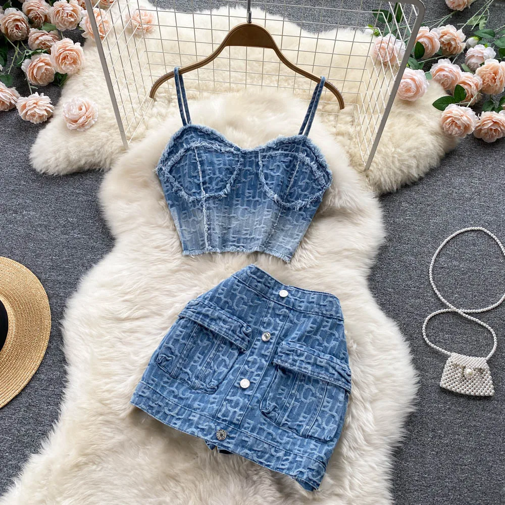 Amolapha Women Summer New Tassel Jeans Cropped Tank Tops+High Waist Mini A-Line Skirts Fashion Denim 2-Piece Sets
Amolapha Women Summer New Tassel Jeans Cropped Tank Tops+High Waist Mini A-Line Skirts Fashion Denim 2-Piece Sets