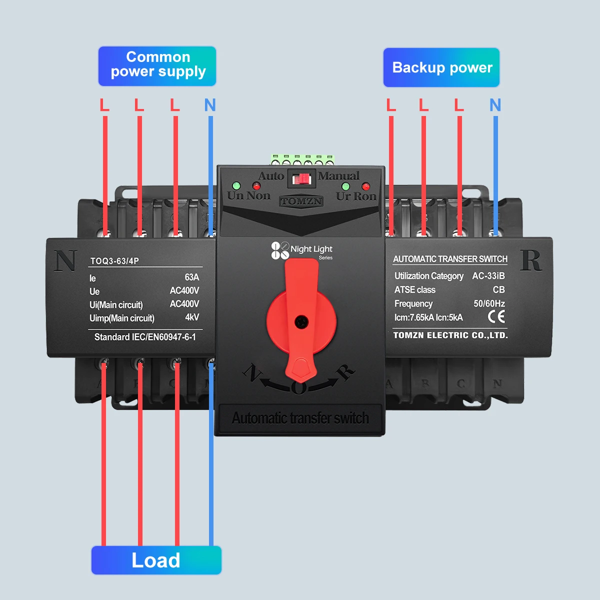 TOMZN Автоматический переключатель резервного питания ATS
TOMZN Автоматический переключатель резервного питания ATS