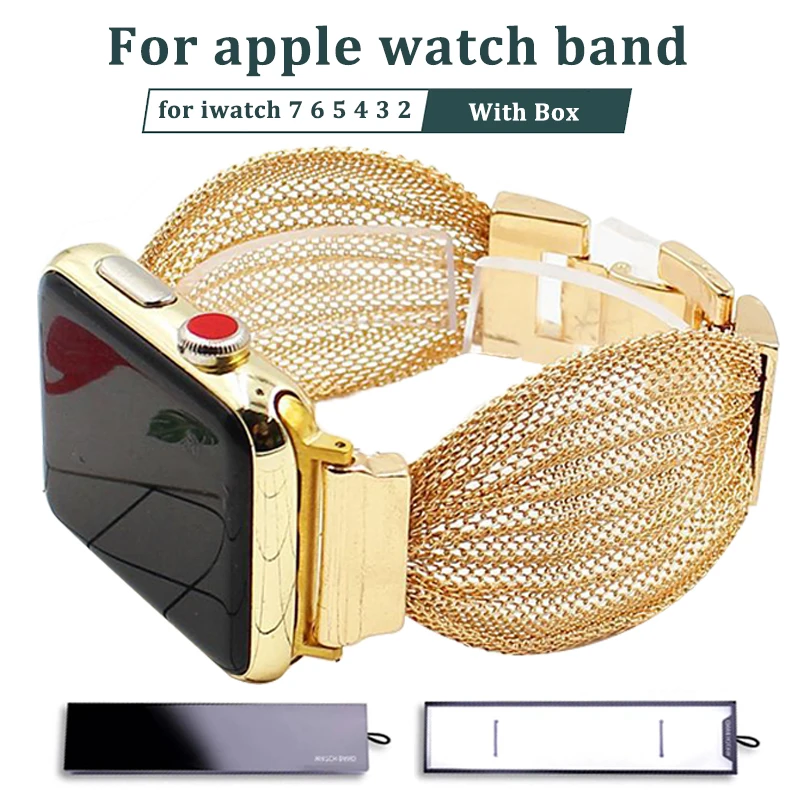 Браслет-цепочка из нержавеющей стали для Apple Watch Series 7 6 5 41 мм/45 мм, металлический браслет для Iwatch se 4 3 2 38/42 мм с коробкой
Браслет-цепочка из нержавеющей стали для Apple Watch Series 7 6 5 41 мм/45 мм, металлический браслет для Iwatch se 4 3 2 38/42 мм с коробкой