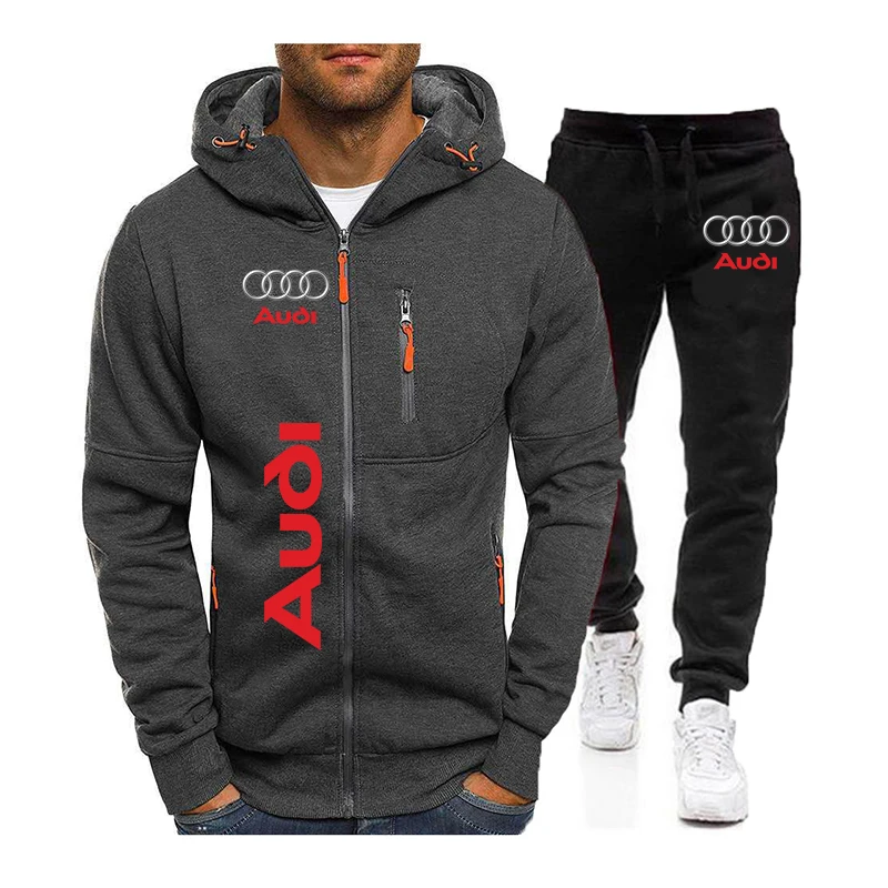 Новинка 2023, мужской спортивный костюм Audi, повседневный костюм для бега, уличный костюм из толстовки на молнии и спортивных брюк, комплект из ...
Новинка 2023, мужской спортивный костюм Audi, повседневный костюм для бега, уличный костюм из толстовки на молнии и спортивных брюк, комплект из ...