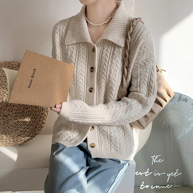 Autumn Winter Women Long Sleeve Turndown Collar Temperament Wool Coat Female Large Size Solid Single Breasted Knitted Sweater
Autumn Winter Women Long Sleeve Turndown Collar Temperament Wool Coat Female Large Size Solid Single Breasted Knitted Sweater