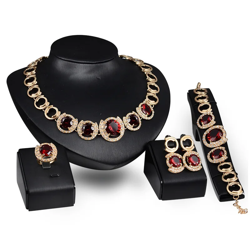 Gold Plated Necklace and Earring Jewelry Four Piece Sets Blue Gem Bridal Wedding Party Ladies Banquet Jewelry Set
Gold Plated Necklace and Earring Jewelry Four Piece Sets Blue Gem Bridal Wedding Party Ladies Banquet Jewelry Set