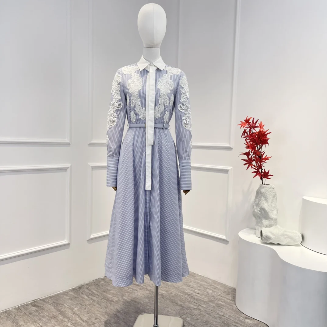 Top Quality Beading Hand Work Midi Dress Ladies Luxury 2022 Fall Sequined Ebmrodiery Desgin Blue Striped Fashion Clothes
Top Quality Beading Hand Work Midi Dress Ladies Luxury 2022 Fall Sequined Ebmrodiery Desgin Blue Striped Fashion Clothes