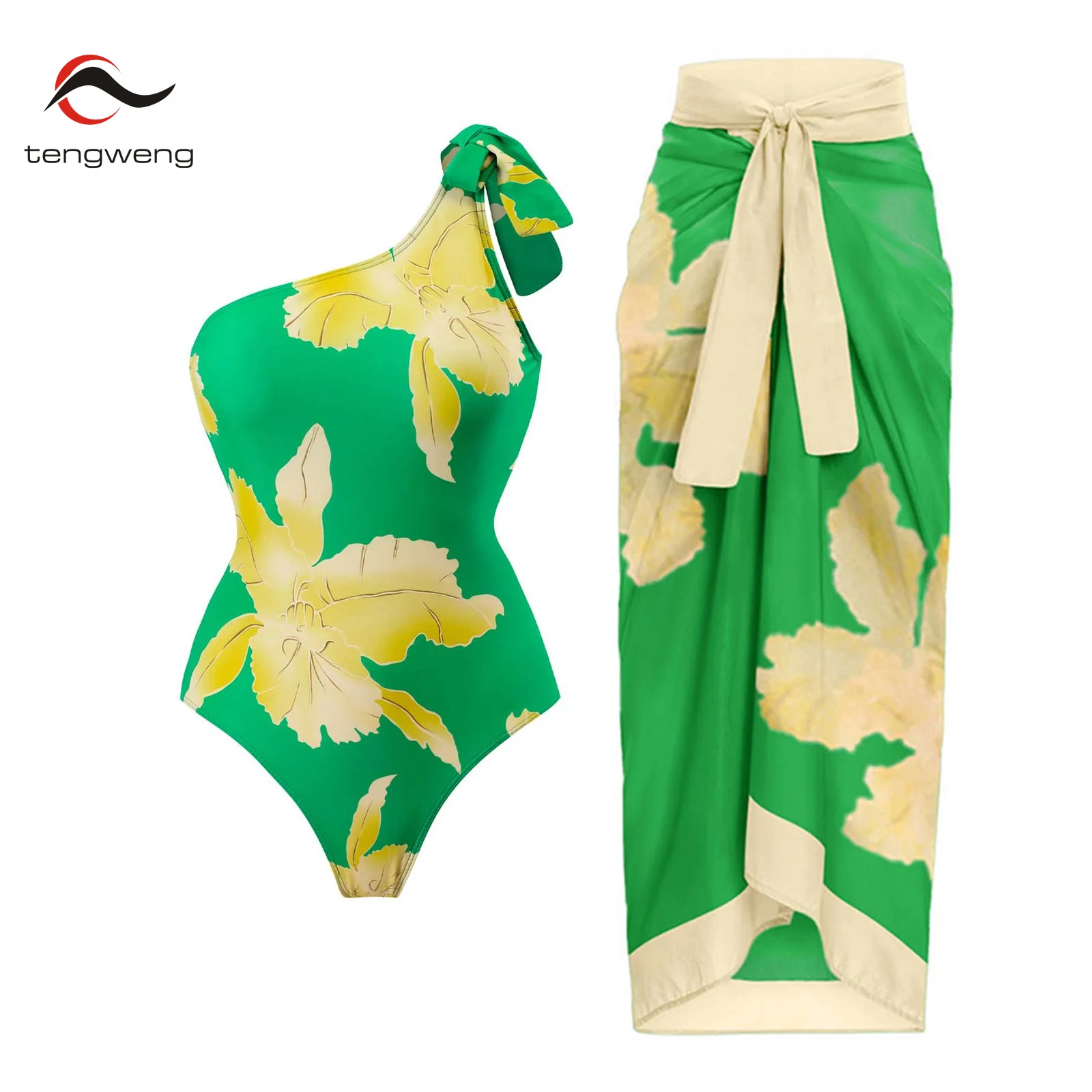 One Shoulder Green Floral Print Swimsuit Set High Waist Cropped Slim Chic Beachwear Sexy Vintage Swimwear Elegant Bikini
One Shoulder Green Floral Print Swimsuit Set High Waist Cropped Slim Chic Beachwear Sexy Vintage Swimwear Elegant Bikini