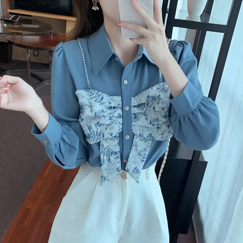 Women 2022 Spring Fashion Long Sleeve Chiffon Shirts Female Loose Stitching Blouses Ladies Single Breasted Casual Shirts F212
Women 2022 Spring Fashion Long Sleeve Chiffon Shirts Female Loose Stitching Blouses Ladies Single Breasted Casual Shirts F212